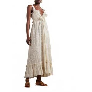 NEW THIERRY COLSON valentina chanderi maxi dress in cream